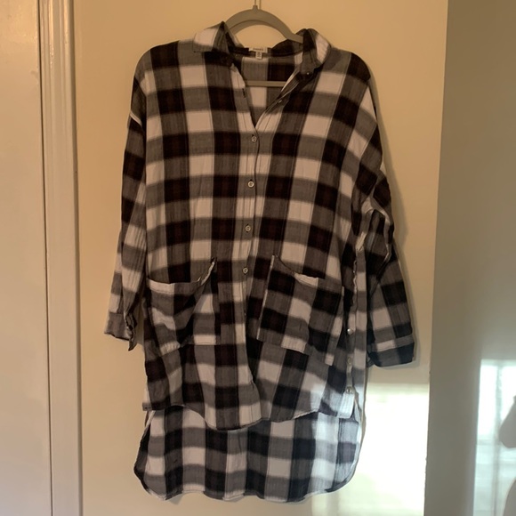 Comfy long sleeve button up blouse tunic w/ pockets - Picture 1 of 6